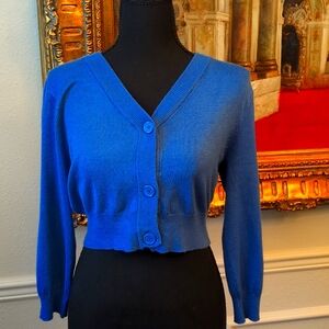Zenana Outfitters Blue Cardigan Sweater Cropped Size Medium